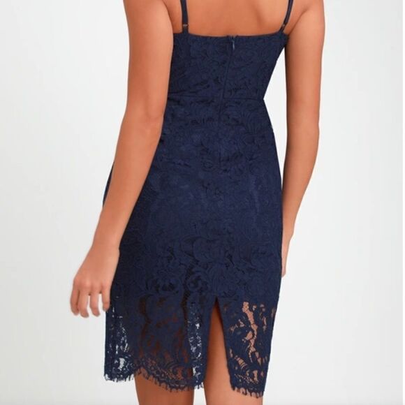 Lulu's Navy Blue Lace Midi Dress - Picture 3 of 4